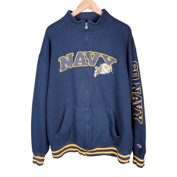 Vintage US Navy Jacket Men's XL Champion NCAA Naval Academy Full Zip Logo 90's - Picture 1 of 9